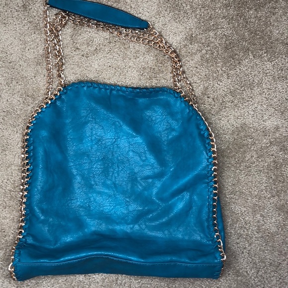 Teal & Gold Strap Tote 👜 - Picture 6 of 7